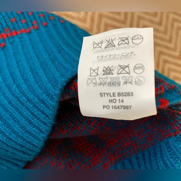 J. Crew Skier Crewneck Sweater Turquoise/Red Size Small - Picture 3 of 9